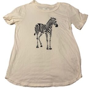Sol Angeles Anthropologie Women White Zebra 100% Cotton T-Shirt Small Casual
